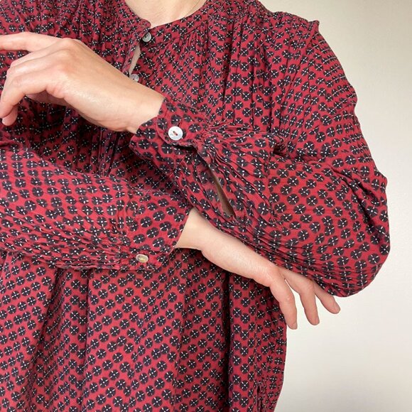 Rustic Red, Geo-Organic Vintage Blouse by Matta NY - Picture 4 of 10